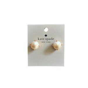 Kate Spade Earrings Pearl Gumdrop Studs Small Cream Womens Jewelry Gift NEW NWT